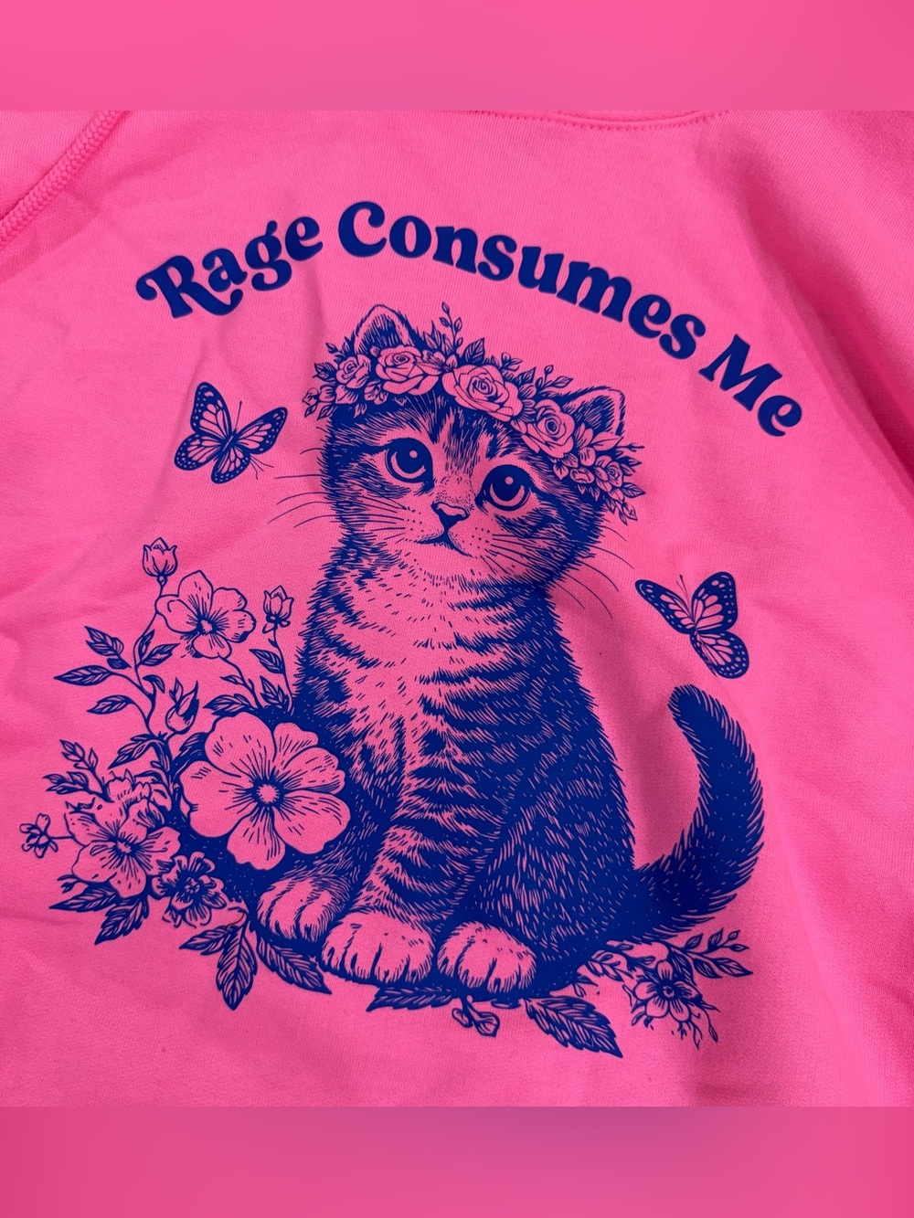 Rage Consumes Me Pink Cat Hoodie - Picture 2 of 3